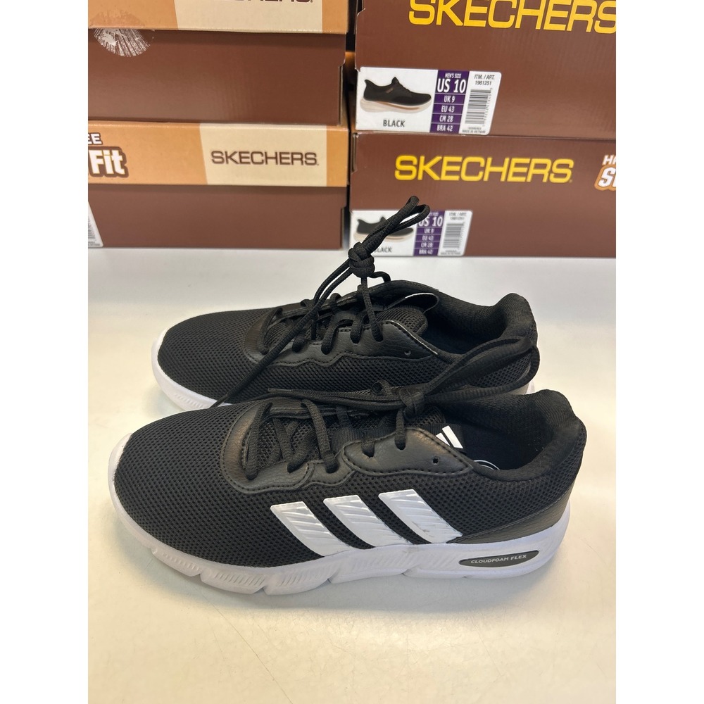 Adidas Cloudfoam Flex Sneakers Women 7 Black Wide Fit Running Shoes HQ4960 0629
